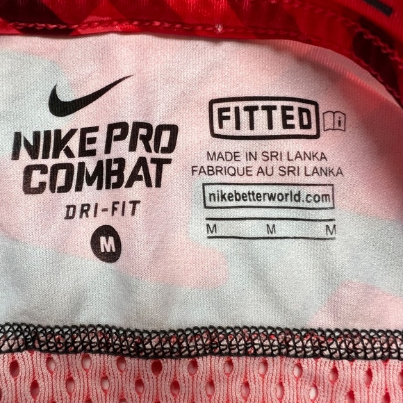 Nike Pro Combat Shirt Dri Fit Youth Sz Medium Hypercool Red Black Gray Fitted - Picture 7 of 8